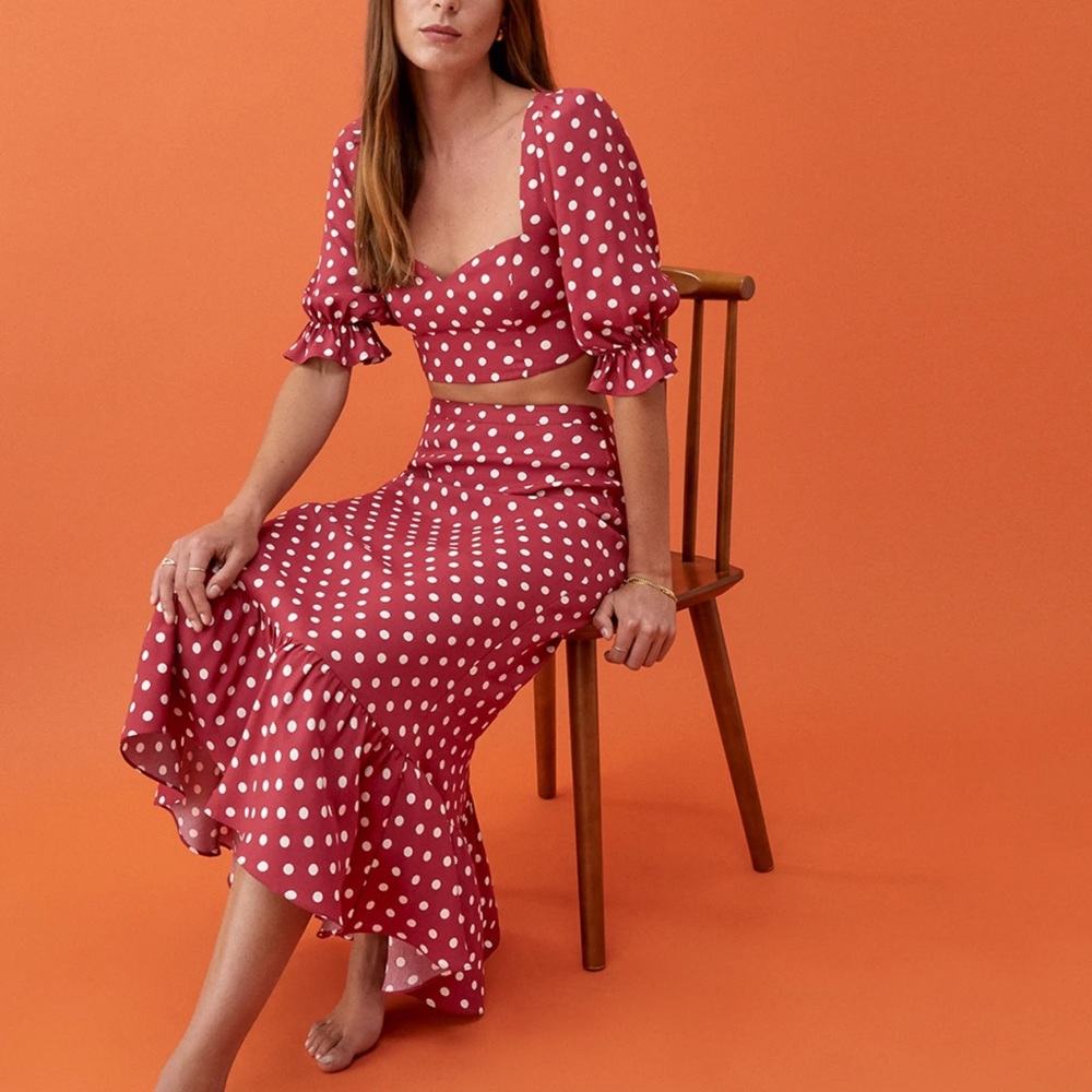 Reformation Fiona Two Piece Campari size 6